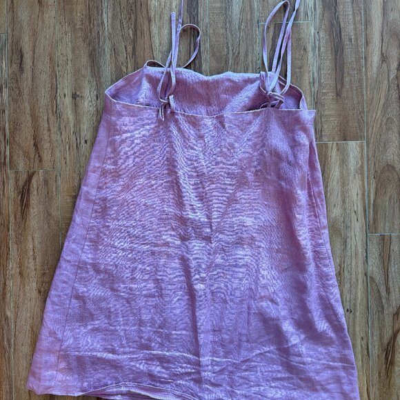 Reformation Pink Linen Double Tie Strap Mini sz S - Picture 1 of 5